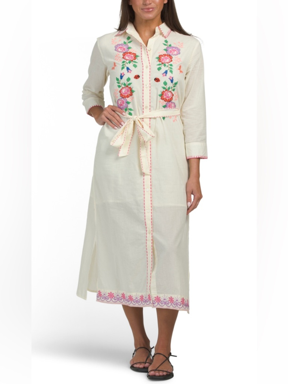Calypso St. Barth Needlepoint Embroidered Shirt Dress NEW